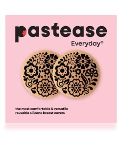 Pastease Halos Reusable Sticky Adhesive Silicone Nipple Cover Floral Nude Large D+ Cup