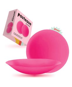 Pastease Halos Reusable Sticky Adhesive Silicone Nipple Cover Neon Pink Glow-In-The-Dark Large D+ Cup