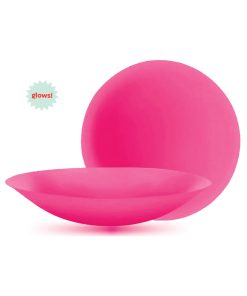 Pastease Halos Reusable Sticky Adhesive Silicone Nipple Cover Neon Pink Glow-In-The-Dark Large D+ Cup