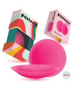 Pastease Halos Reusable Sticky Adhesive Silicone Nipple Cover Neon Pink Glow-In-The-Dark Large D+ Cup