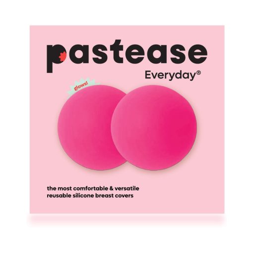 Pastease Halos Reusable Sticky Adhesive Silicone Nipple Cover Neon Pink Glow-In-The-Dark Small A-C Cup - Image 4