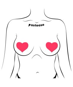 Pastease Love: Glow-In-The-Dark Neon Pink Heart Pasties Nipple Covers
