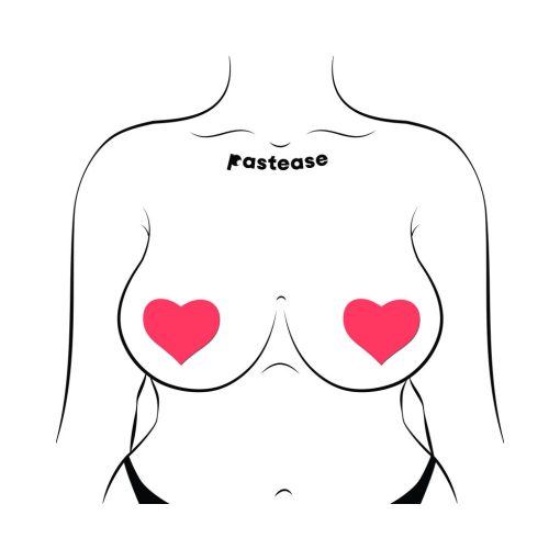 Pastease Love: Glow-In-The-Dark Neon Pink Heart Pasties Nipple Covers - Image 3