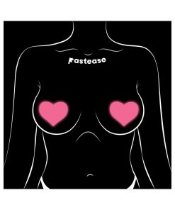 Pastease Love: Glow-In-The-Dark Neon Pink Heart Pasties Nipple Covers