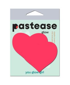 Pastease Love: Glow-In-The-Dark Neon Pink Heart Pasties Nipple Covers