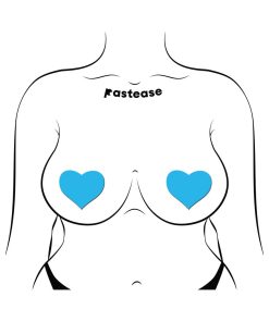 Pastease Love: Glow-In-The-Dark Neon Turquoise Heart Pasties Nipple Covers