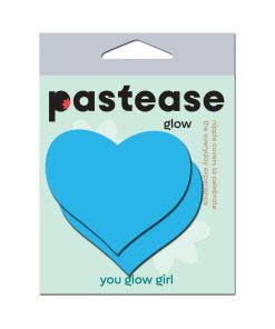 Pastease Love: Glow-In-The-Dark Neon Turquoise Heart Pasties Nipple Covers