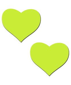Pastease Love: Glow-In-The-Dark Neon Yellow Heart Pasties Nipple Covers