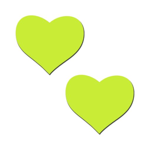 Pastease Love: Glow-In-The-Dark Neon Yellow Heart Pasties Nipple Covers