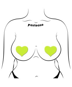 Pastease Love: Glow-In-The-Dark Neon Yellow Heart Pasties Nipple Covers