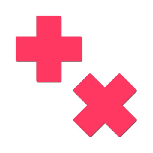 Pastease Plus X: Glow-In-The-Dark Neon Pink Cross Pasties Nipple Covers