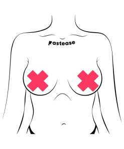 Pastease Plus X: Glow-In-The-Dark Neon Pink Cross Pasties Nipple Covers