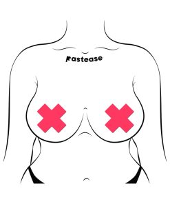 Pastease Plus X: Glow-In-The-Dark Neon Pink Cross Pasties Nipple Covers