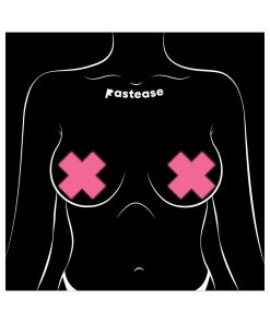 Pastease Plus X: Glow-In-The-Dark Neon Pink Cross Pasties Nipple Covers