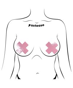 Pastease Plus X: Faux Latex Pleather Vinyl Baby Pink Cross Pasties