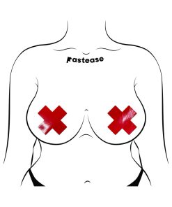 Pastease Plus X: Faux Latex Pleather Vinyl Red Cross Pasties