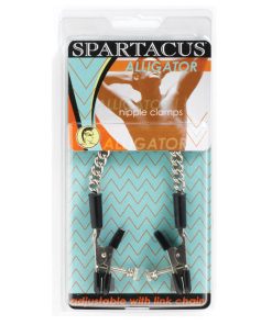 Spartacus Adjustable Nipple Clams With Curbed Chain Rubber Tipped