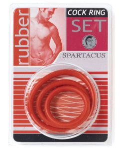 Spartacus Cock Ring Set (3 Rubber Enhancers/Red)