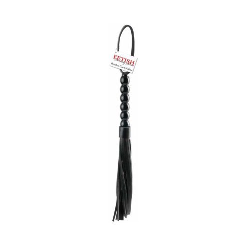 Fetish Fantasy Series Beaded Cat-O-Nine Tails Flogger Black