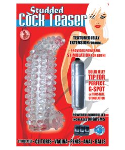 Studded Cock Teaser Waterproof Penis Extension With Bullet