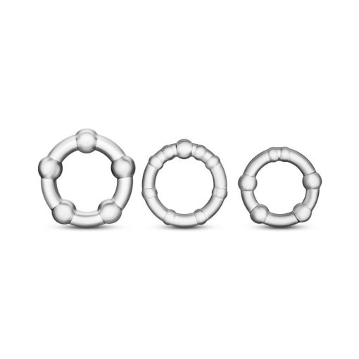 Stay Hard Beaded Cockrings 3-Piece Set Clear - Image 2