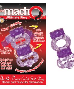 Macho 2X Power Cock & Balls Vibrating Ring (Purple)