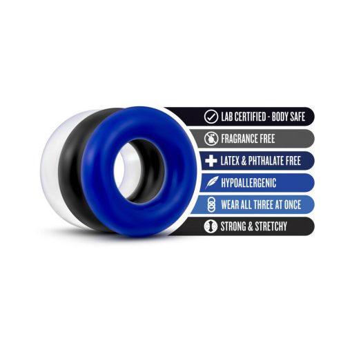 Stay Hard Donut Rings 3-Piece Cockring Set Assorted Colors - Image 7