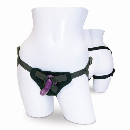 Sportsheets Sex & Mischief Adjustable Strap-On & Silicone Dildo Kit Purple/Black - Image 2