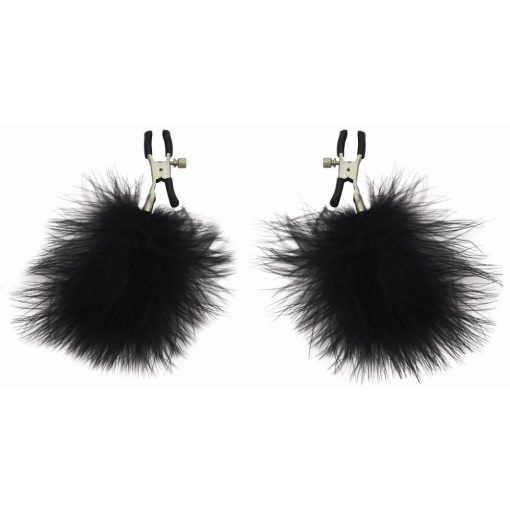 Sportsheets Sex & Mischief Adjustable Feathered Nipple Clamps Black - Image 2