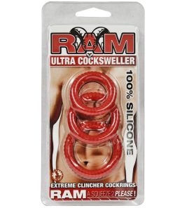 Ram Ultra Silicone Cocksweller 3 Cock Rings (Red)