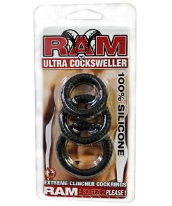 Ram Ultra Silicone Cocksweller 3 Cock Rings (Black)