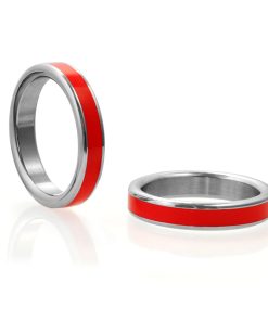 H2H Stainless Steel Cockring W/Red Band 1.875 In.