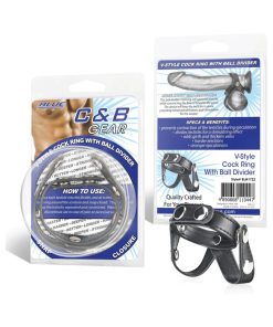 Blue Line C&B Gear V-Style Cock Ring With Ball Divider