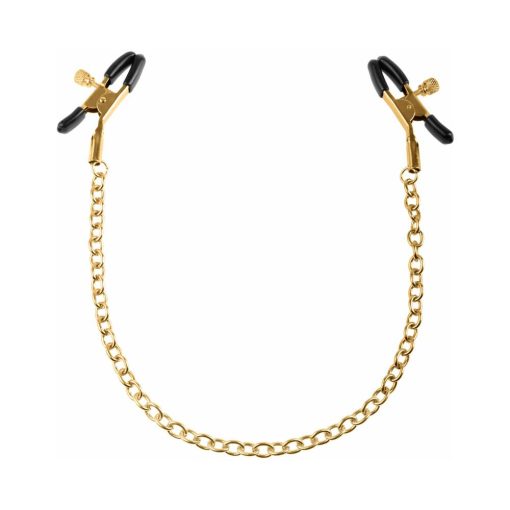Fetish Fantasy Gold Adjustable Nipple Clamps With Chain Gold/Black - Image 2