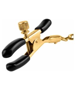 Fetish Fantasy Gold Adjustable Nipple Clamps With Chain Gold/Black
