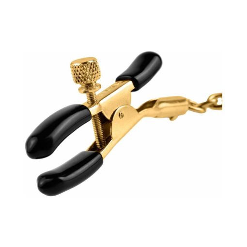 Fetish Fantasy Gold Adjustable Nipple Clamps With Chain Gold/Black - Image 3