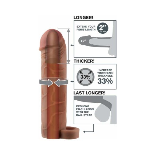 Fantasy X-Tensions Perfect 2 In. Extension With Ball Strap Brown - Image 4
