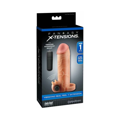 Fantasy X-Tensions Vibrating Real Feel 1 In. Extension With Ball Strap Beige