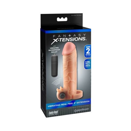 Fantasy X-Tensions Vibrating Real Feel 2 In. Extension With Ball Strap Beige