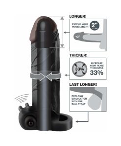 Fantasy X-Tensions Vibrating Real Feel 2 In. Extension With Ball Strap Black