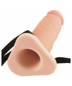 Fantasy X-Tensions 8 In. Silicone Hollow Extension With Adjustable Straps Beige