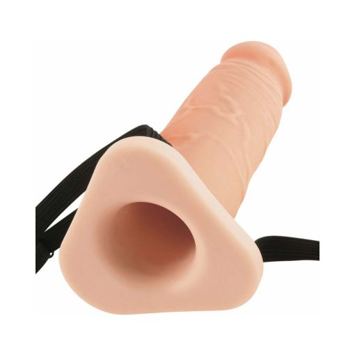 Fantasy X-Tensions 8 In. Silicone Hollow Extension With Adjustable Straps Beige - Image 3
