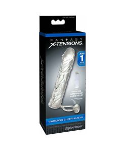Fantasy X-Tensions Vibrating Super Sleeve 1 In. Extension With Ball Strap Clear