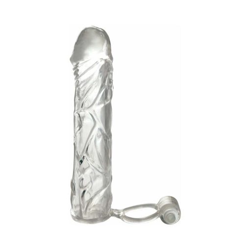 Fantasy X-Tensions Vibrating Super Sleeve 1 In. Extension With Ball Strap Clear - Image 2