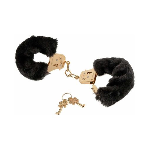 Fetish Fantasy Gold Deluxe Furry Cuffs Black/Gold - Image 2
