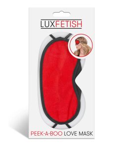 Lux Fetish Peek-A-Boo Love Mask Blindfold Red