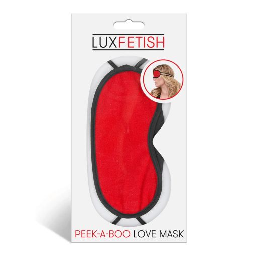 Lux Fetish Peek-A-Boo Love Mask Blindfold Red - Image 5