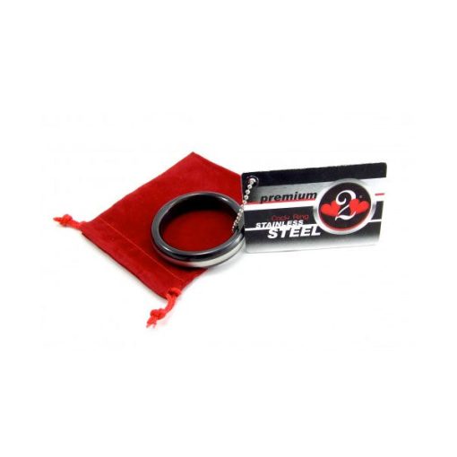 H2H Stainless Steel 1.75In. Cock Ring With Ball Chain Inlay