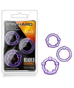 Stay Hard Beaded Cockrings 3-Piece Set Purple