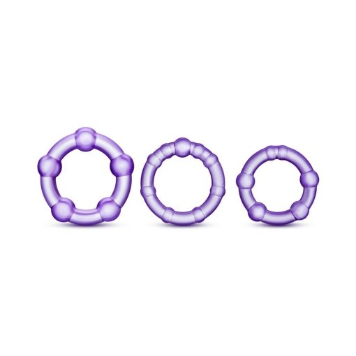 Stay Hard Beaded Cockrings 3-Piece Set Purple - Image 2